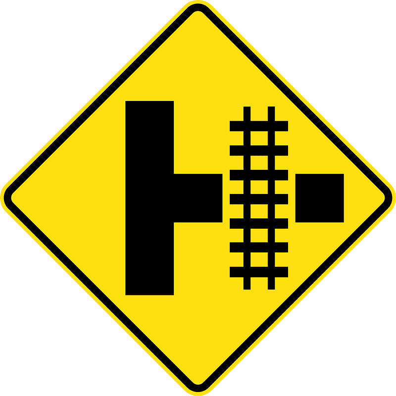 (W7-12) Railway Level Crossing on Side Road (right)