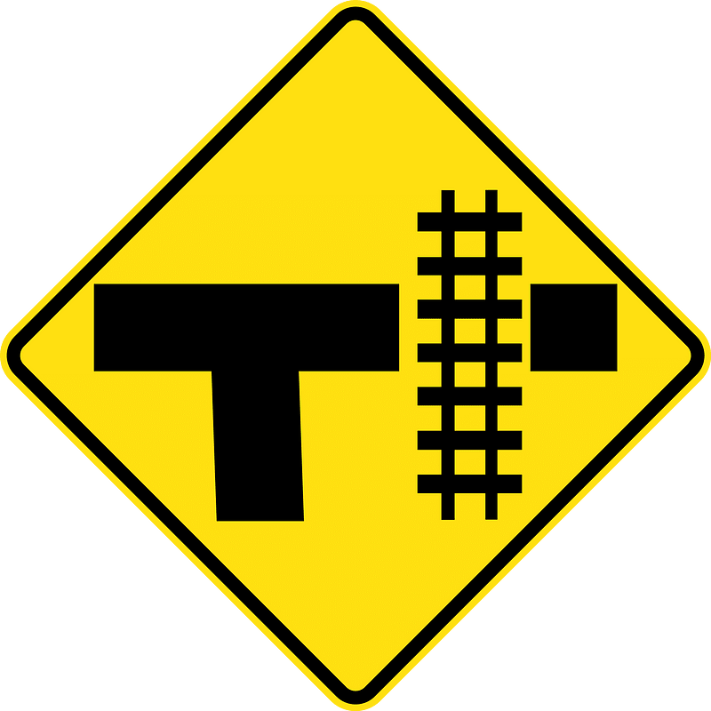 (W7-13) Railway Level Crossing on T-junction (right)