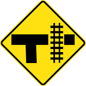 (W7-13) Railway Level Crossing on T-junction (right)
