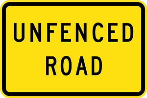 (W8-SA102) Unfenced Road (Used in South Australia)