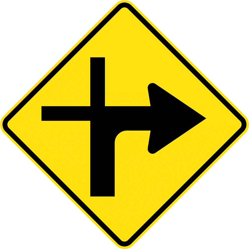 (W9-3) Modified crossroad intersection (right)