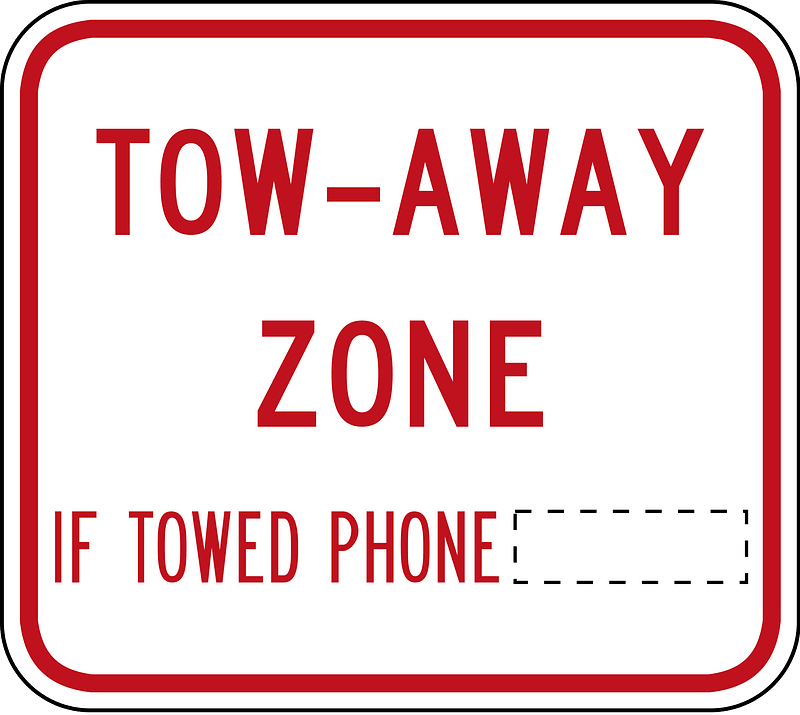 (R5-Q01) Tow-Away Zone (Used in Queensland)