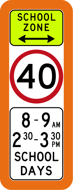 (R4-Q04) School Zone (Used at T-junctions) (Used in Queensland)