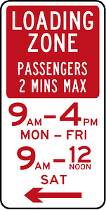 (R5-Q04) Loading Zone (Maximum of 2 Minutes for Passengers) (Used in Queensland)