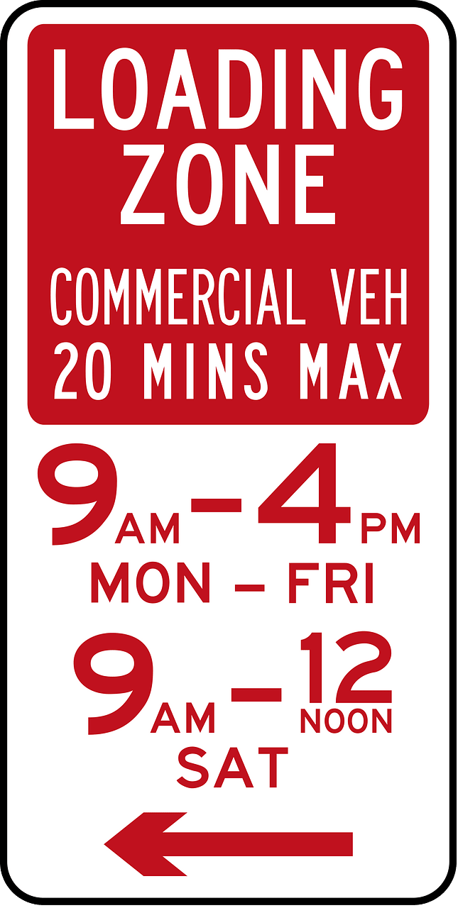 (R5-Q05) Loading Zone (Maximum of 20 Minutes for Commercial Vehicles) (Used in Queensland)