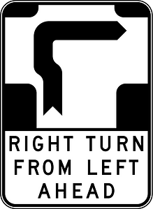 (R2-V21-1) Right Turn from Left Ahead (Used in Victoria and Gold Coast, Queensland)