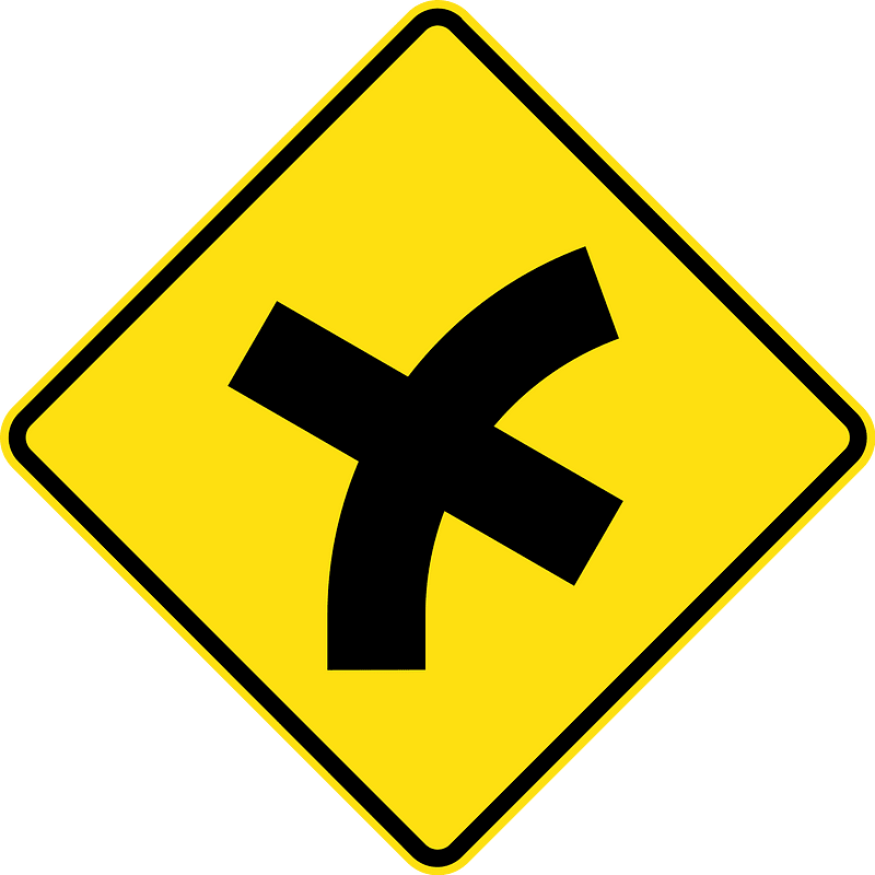 (W2-V104) Crossroad intersection on a curve on right (Used in Victoria)
