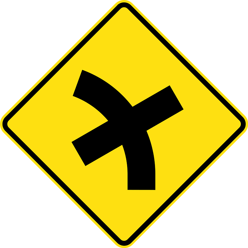 (W2-V104) Crossroad intersection on a curve on left (Used in Victoria)