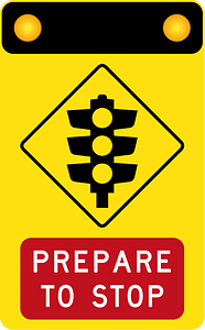 (W3-V101) Traffic Signals ahead (Prepare to Stop) (used with the warning sign for signals ahead) (Used in Victoria and Western Australia)