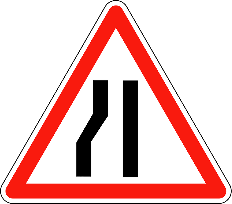 Road narrows on left