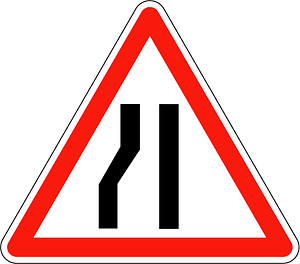 Road narrows on left