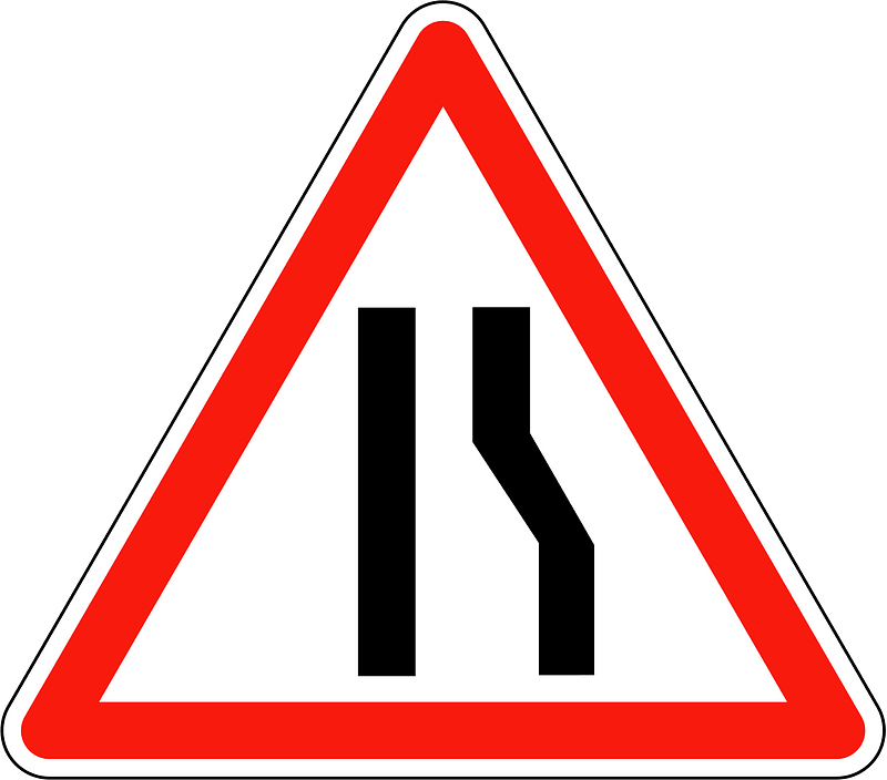 Road narrows on right