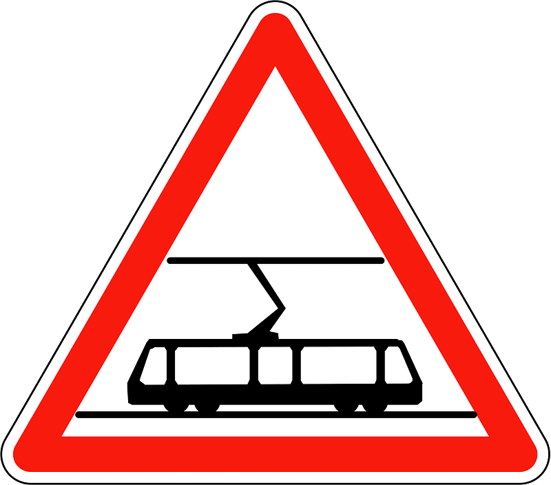 Trams crossing ahead