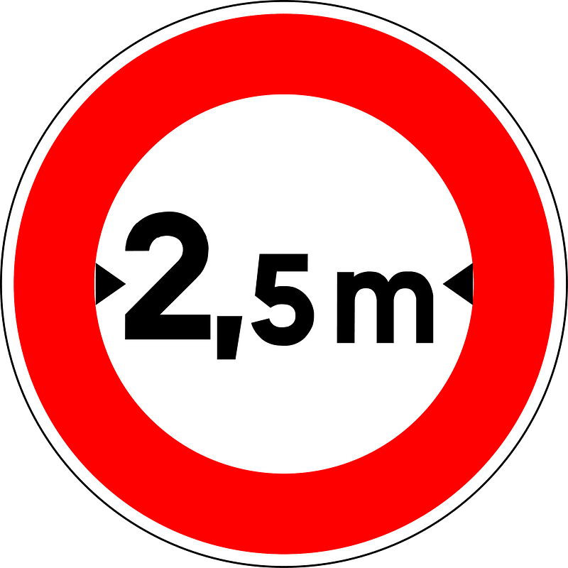 Width limit (2.5 metres)