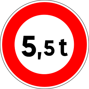 Weight limit (5.5 tonnes)
