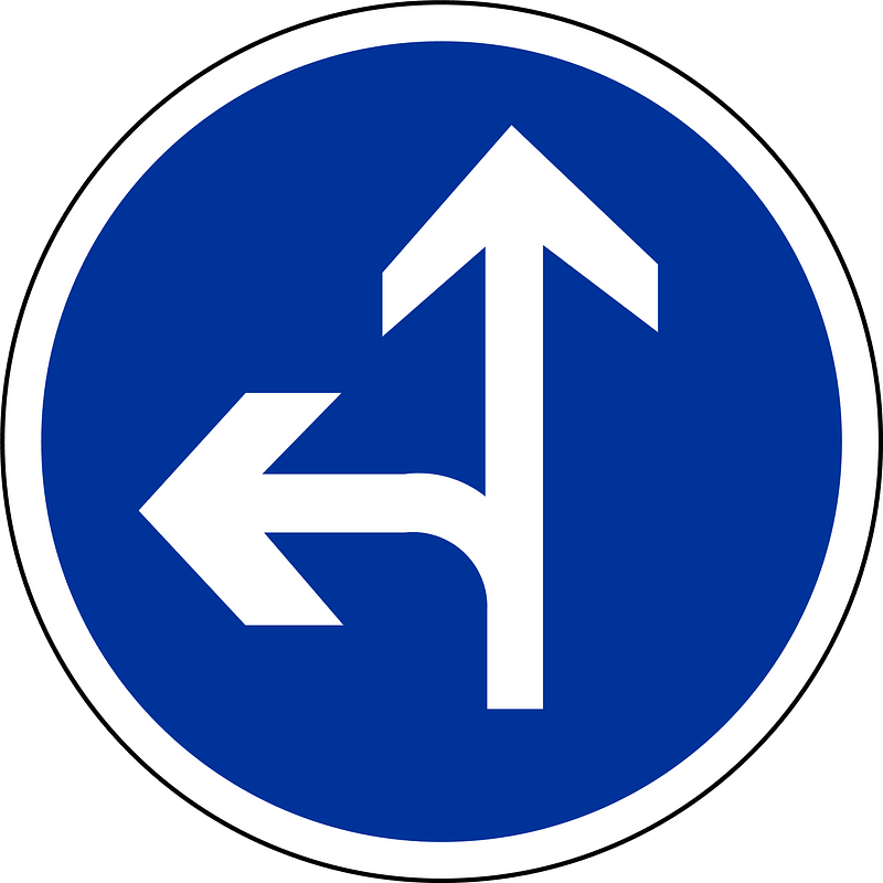 Go ahead or turn left