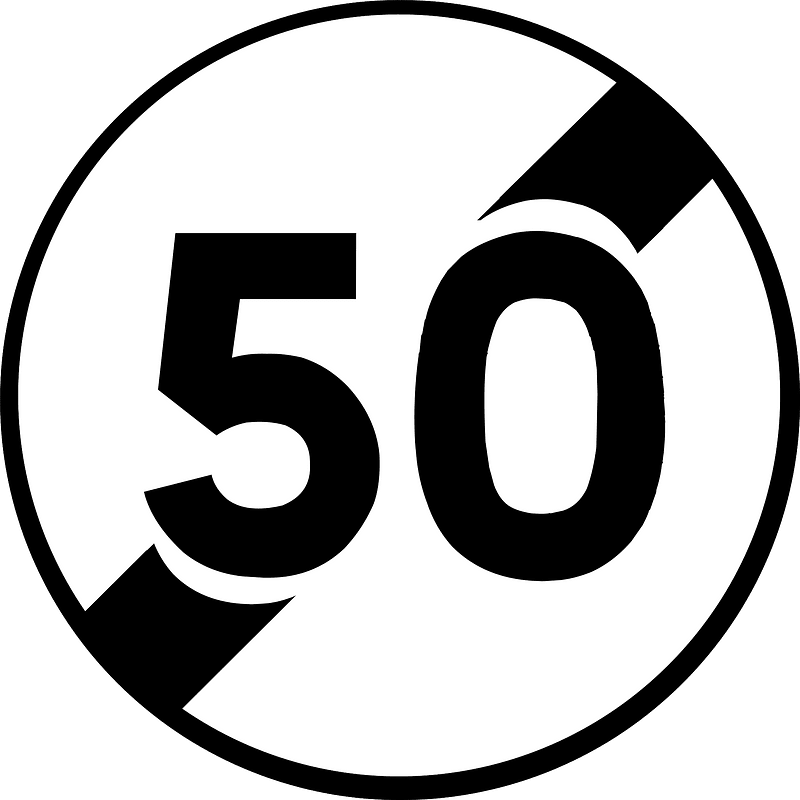 End of 50 km/h zone