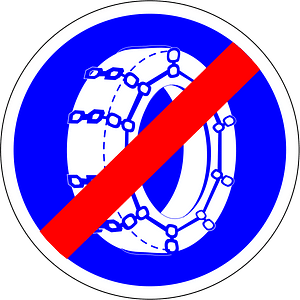 End of snow chains zone