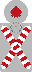 Level crossing without gates and with a flashing red warning light (single track)
