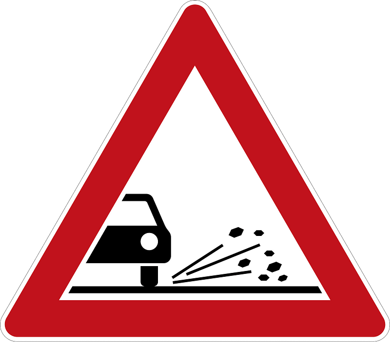 Grit/gravel at the edge of the road