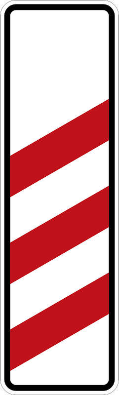 Three-striped warning for railroad crossing - 240 m distance
