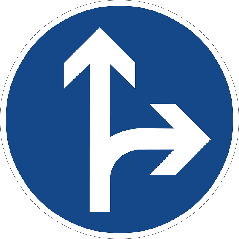 Straight ahead or right ahead