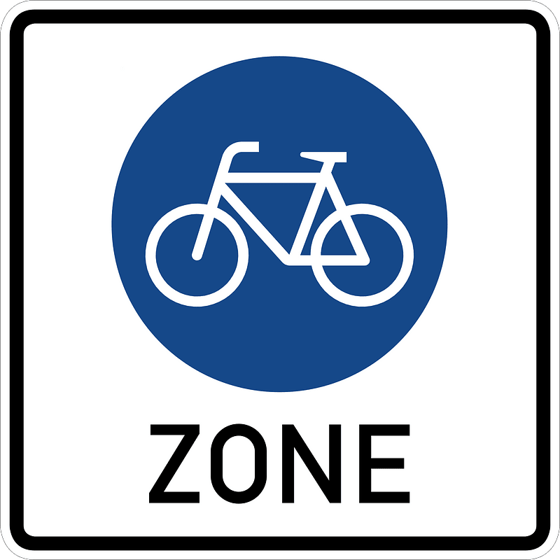 Begin of a bicycle zone
