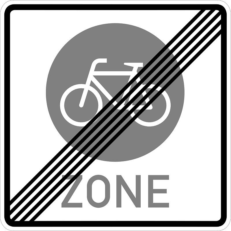 End of a bicycle zone