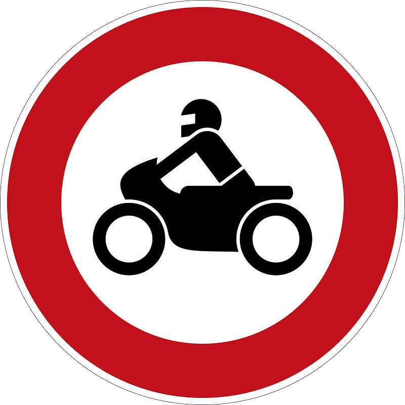 Ban on motorcycles including those with sidecars and mopeds