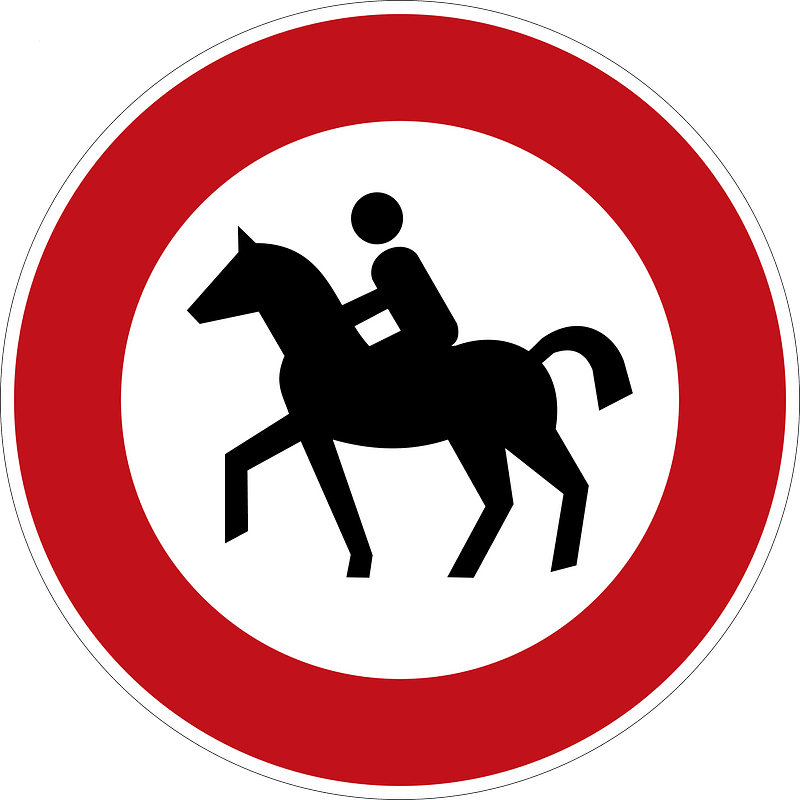 No Equestrians/Horse Riders Permitted