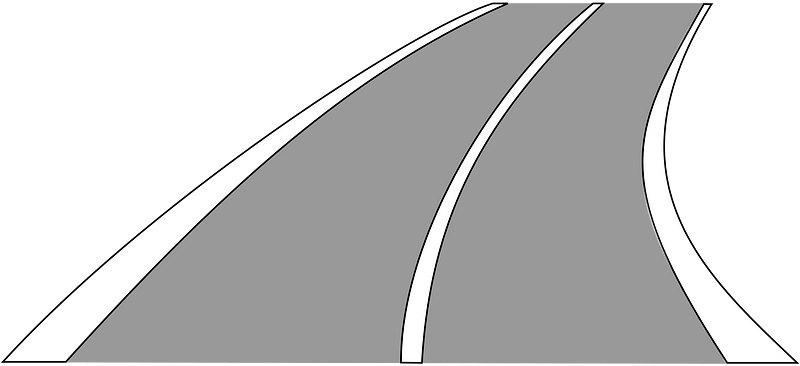 Solid Travel Lane (middle) & Travel Lane Boundary (right) - Crossing Not Permitted