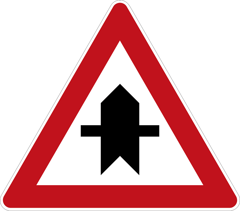 Priority to through-traffic at the next intersection/crossroads only