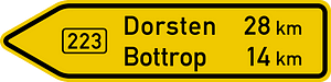 Signpost at junction leading onto a main road