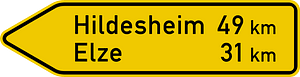 Signpost at junction leading onto a minor road