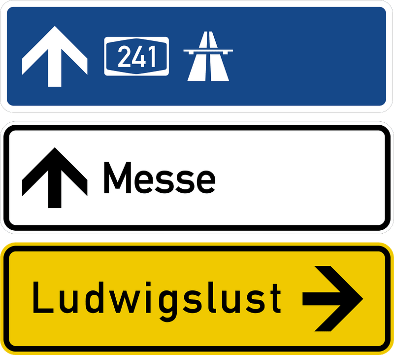 Direction Signs to , Messe (Fair/Convention Center) & Bundesstraße (without number)