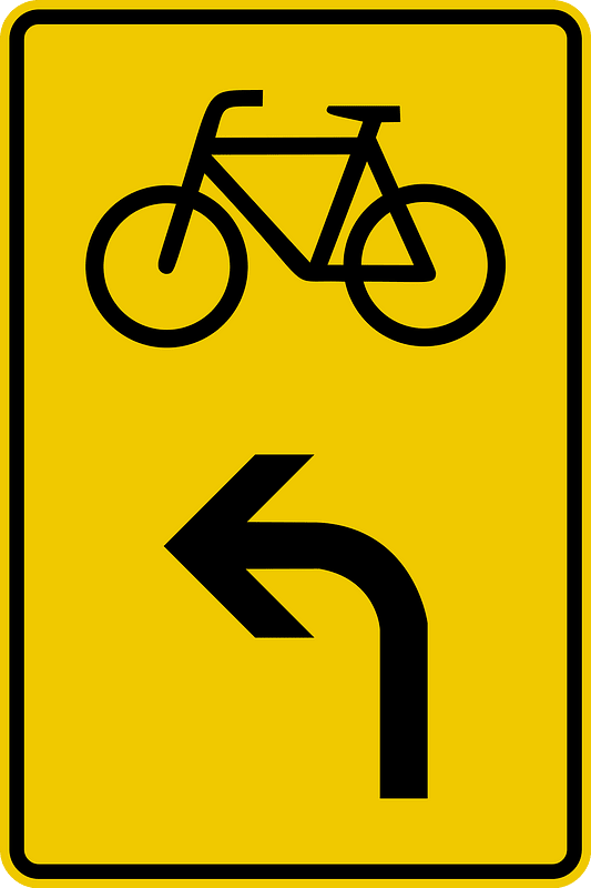 Bicycles Turn Left Ahead