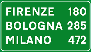 Motorway distance sign