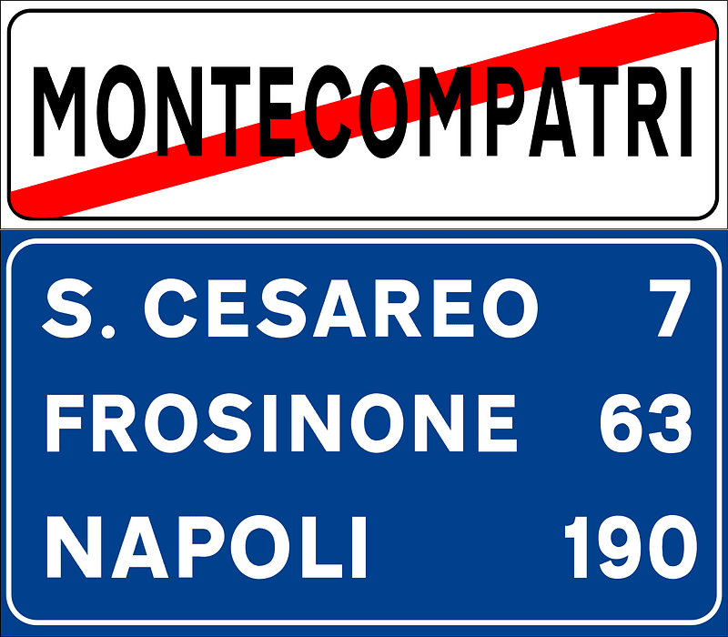 End of urban area, with distances to other towns