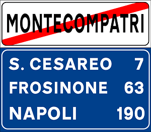 End of urban area, with distances to other towns