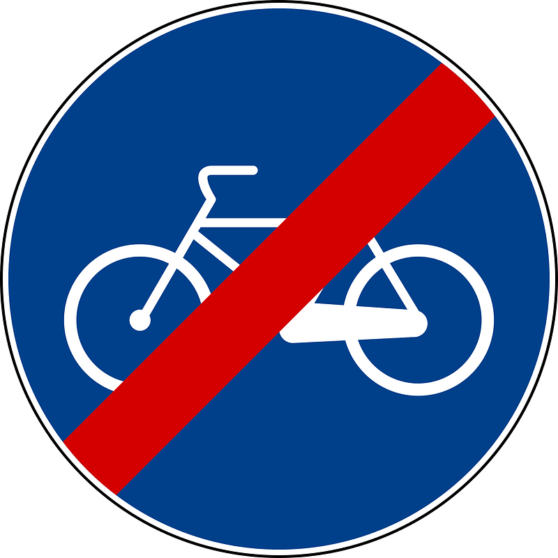 End of cycle lane