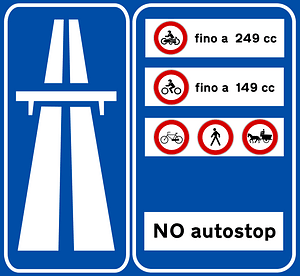 Expressway ahead with a summary of transit restrictions