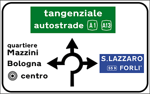 Directions at a roundabout in urban areas