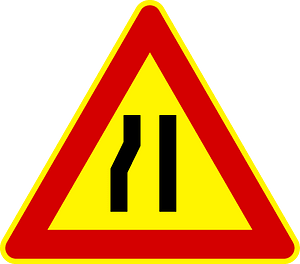 Road narrows on left