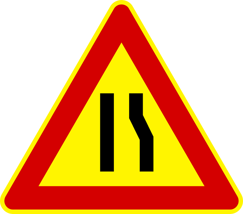 Road narrows on right