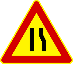 Road narrows on right