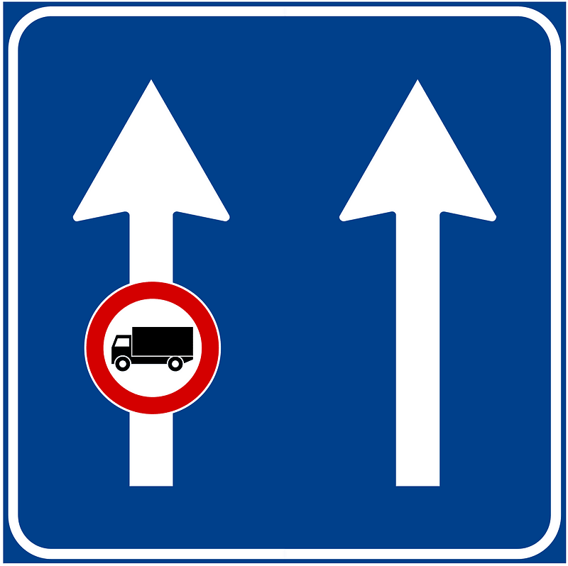 Use of lanes on extra-urban roads