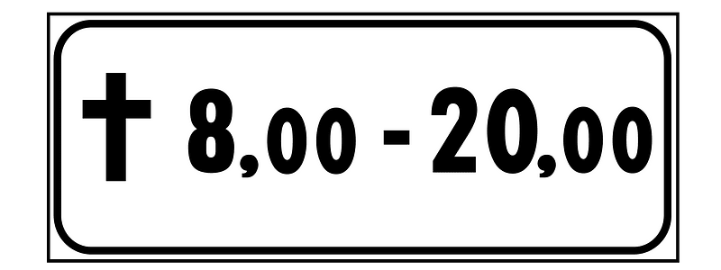 Timetable: the sign between the hours shown but only in holidays