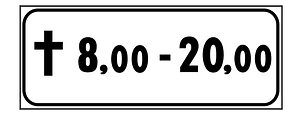 Timetable: the sign between the hours shown but only in holidays