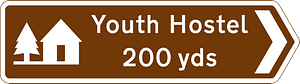Youth hostel 200 yards in the direction indicated