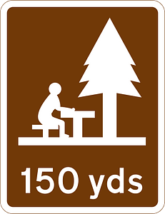 Picnic area 150 yards ahead